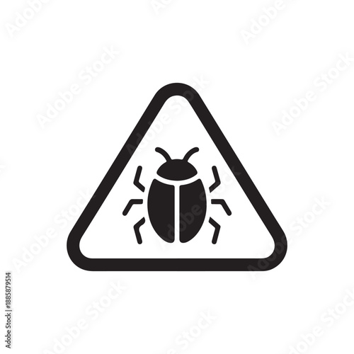 Malware warning triangle icon silhouette