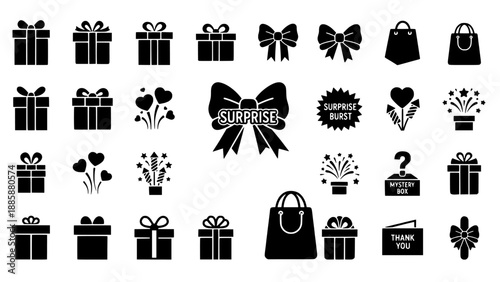 Collection of Various Gift Boxes, Ribbons, and Surprise Elements for Special Occasions