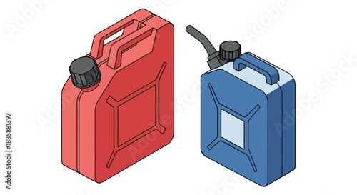 Red and Blue Jerrycans with Caps.