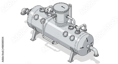Industrial Tank with Pipes and Valves.