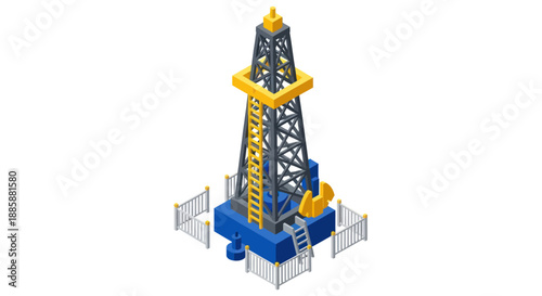 Oil Rig Structure with Yellow Accents.