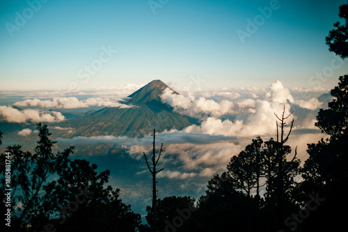 Volcán de Agua Above Rolling Clouds