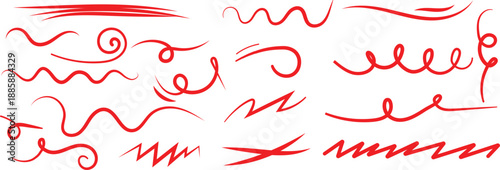 Squiggle brush scribble underline. Marker pen emphasis highlight swoosh stroke. Vector swoosh brush underline set for accent, marker emphasis squiggle element. Vector illustration