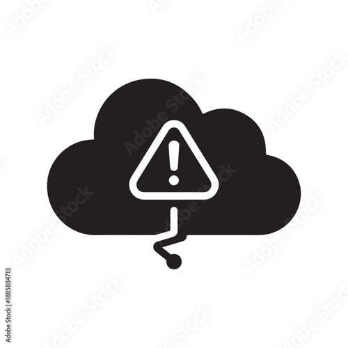 Cloud downtime alert silhouette icon representing service outage and system warning concept