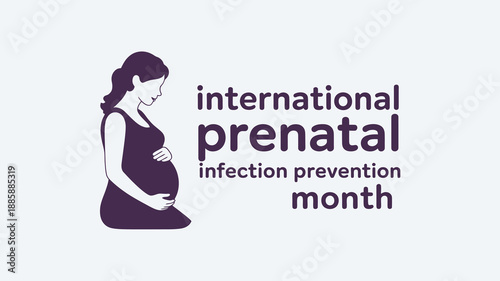International Prenatal Infection Prevention Month Banner with Pregnant Woman Silhouette, Maternal Healthcare Awareness Graphic for Healthy Pregnancy
