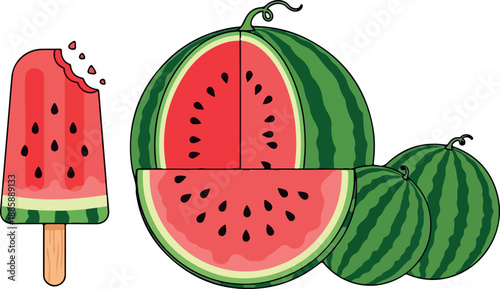 Fresh and Delicious Watermelon Treats A Colorful Vector Illustration of Summer Fruits