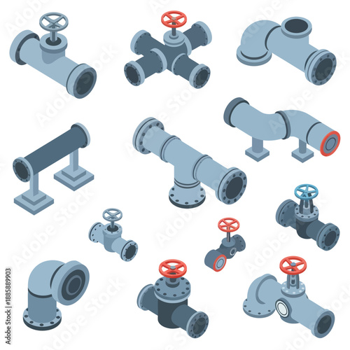 Industrial Pipes and Valves Collection.