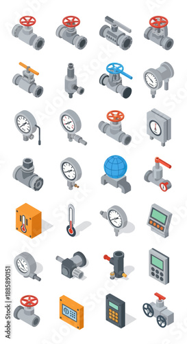 Collection of Industrial Valves and Fittings.