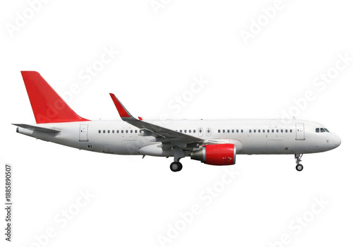 Commercial airliner in flight isolated on transparent background