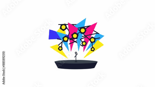 Colorful stars and lights on stage.