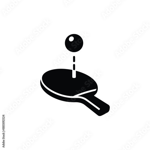 Black and white ping pong paddle and ball icon minimalist table tennis vector illustration