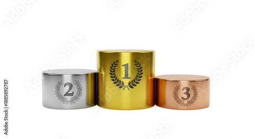 Gold, silver, bronze podiums isolated on transparent background