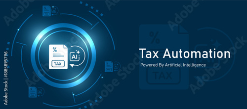 AI-Driven Tax Automation Icon with Intelligent Digital Processing Concept