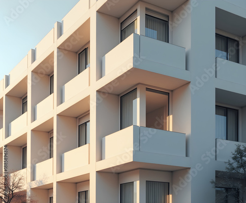 Minimalist Geometric Architecture Facade with Repeating Patterns