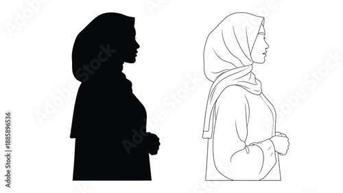 Two female profiles one dark and one light showcasing a striking silhouette