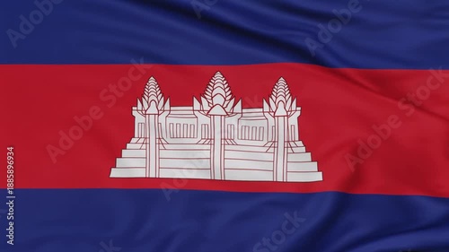 Cambodia National Flag – Angkor Wat in Red and Blue