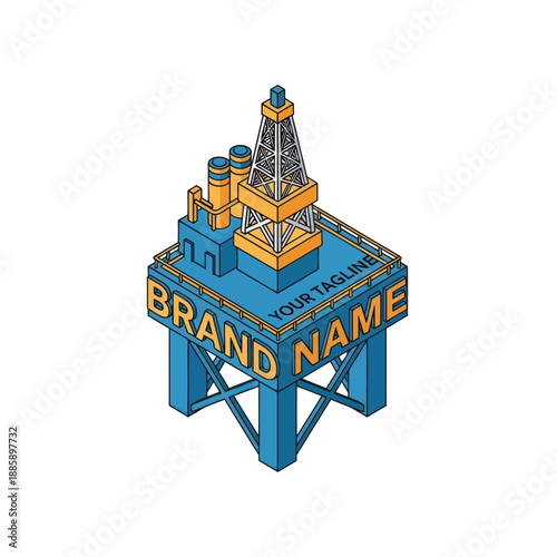 Oil Rig Platform 3D Model Illustration.