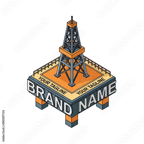 Oil Rig Platform 3D Model Illustration.