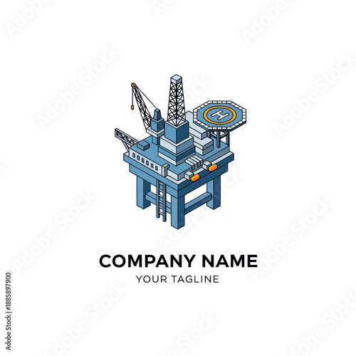Oil Rig Platform Structure Graphic Illustration.