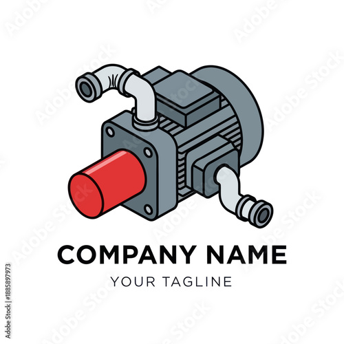 Industrial Pump with Red Handle and Pipes.