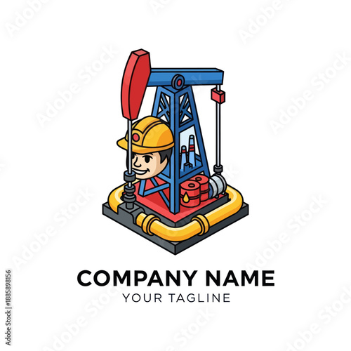 Cartoon Oil Rig Worker Character Design.