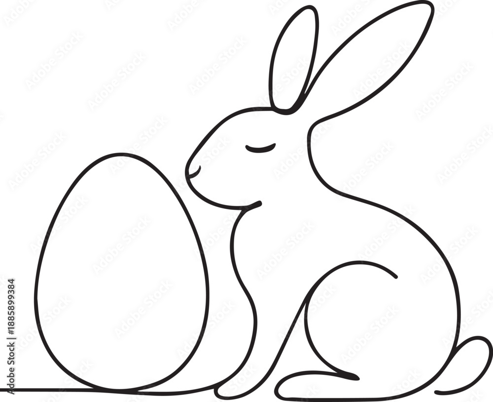 Obraz premium Easter Rabbit With Egg Outline