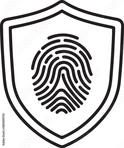 Fingerprint Shield Icon symbolizing security, privacy, and identity protection