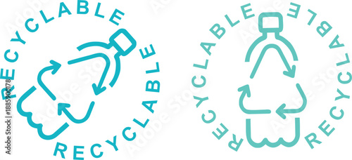 Recycle Plastic Bottle . Vector icon badge . Recyclable Bottle 
