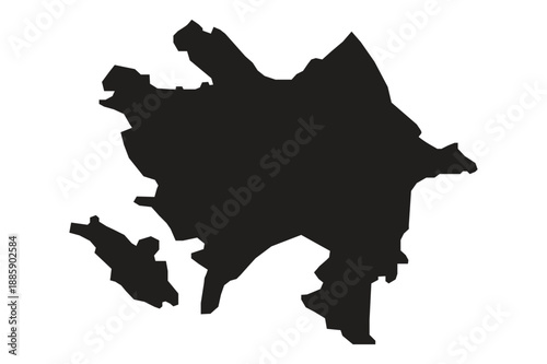 Discover Azerbaijan: A Detailed Silhouette Map of the Land of Fire.