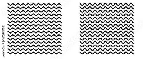 Set of seamless borders zigzag line. Graphic design elements on white background. Zigzag line halftone gradation texture. Zigzag line divider set. Vector illustration.