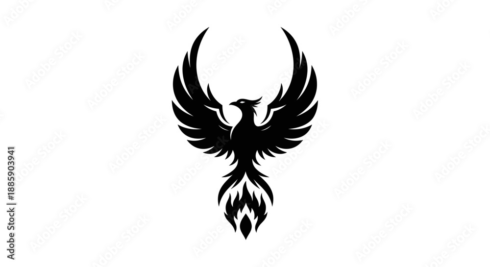 Obraz premium Black phoenix symbol on white background