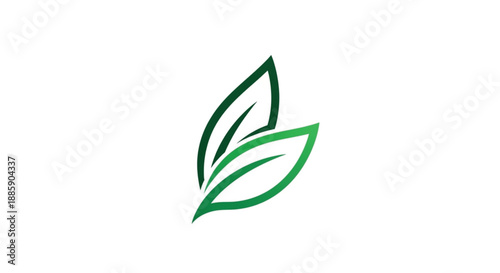 A minimalist organic logo featuring two green leaves with a subtle gradient effect. This clean vector icon symbolizes nature, sustainability, and growth. Ideal for eco-friendly brands.