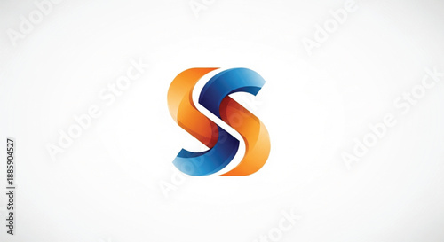 An abstract modern technology logo featuring two interlocking, stylized curved shapes forming an "S" or "SS" lettermark. The minimalist design utilizes a vibrant orange and blue gradient.