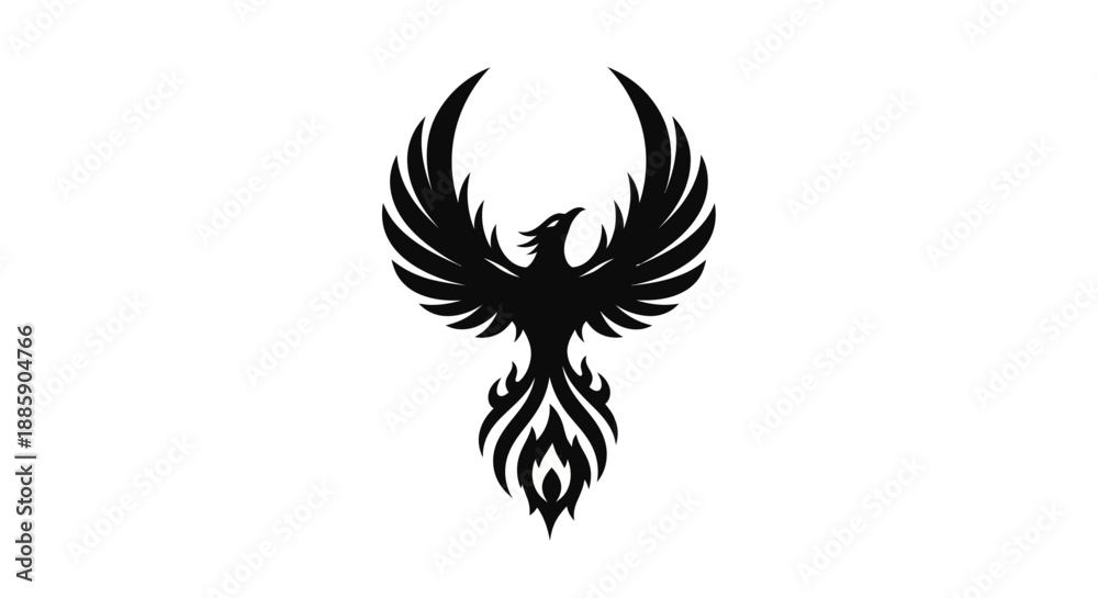 Obraz premium Black phoenix symbol on white background