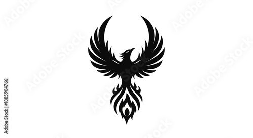 Black phoenix symbol on white background