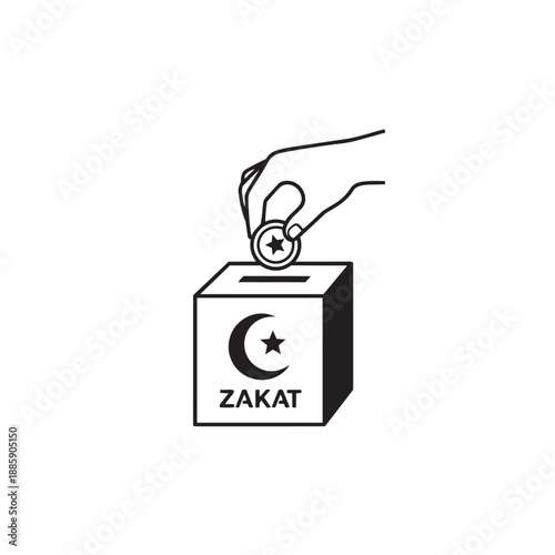 Linear outline style Zakat charity box vector icon