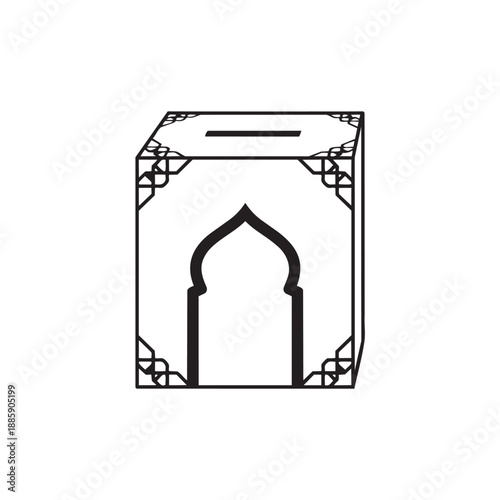Ramadan Zakat box with hanging lantern vector icon
