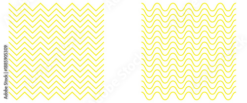 Hand drawn yellow zigzag lines for road marking. Vector illustration on white background.