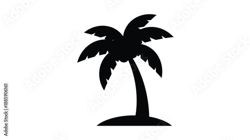 a simple black palm tree illustration conveying a tropical island scene silhouette