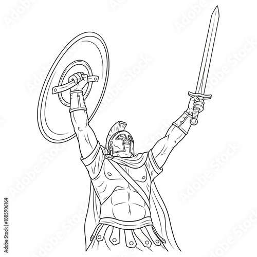 Ancient Roman or Greek Warrior with Sword and Shield.
