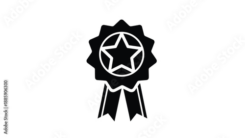 a simple black and white icon of a star award badge silhouette