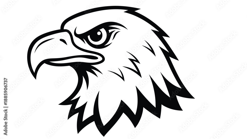Fototapeta premium a striking black and white eagle head illustration detailed and powerful silhouette