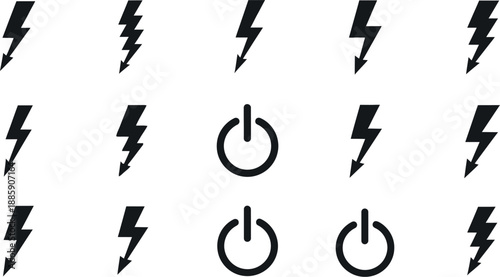 Collection of lightning bolt and power symbols