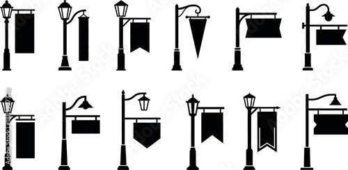 Distorted black symbols on a white background resembling flags or abstract art