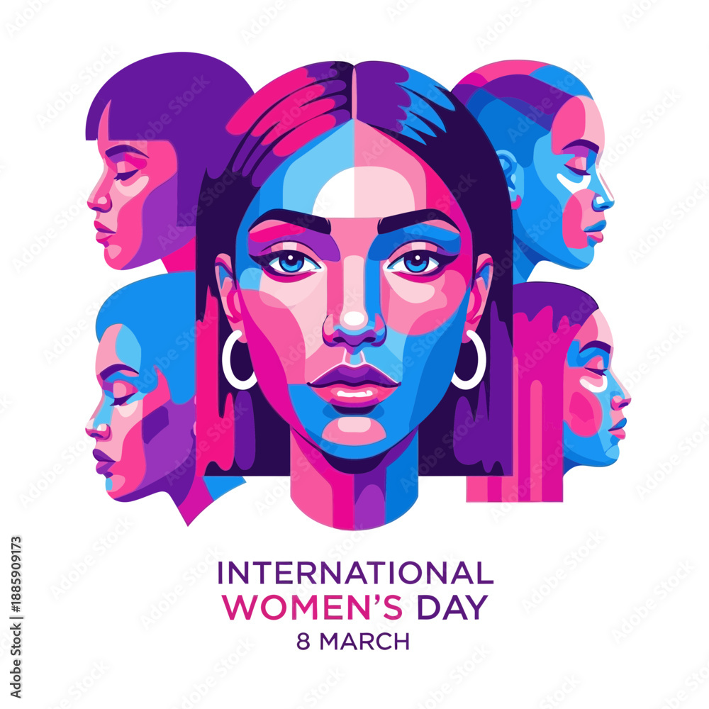 Fototapeta premium Celebrating international women's day on 8 march with diverse women
