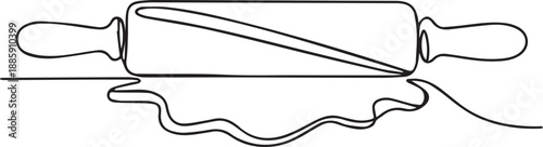 Rolling pin illustration on kitchen counter with dough, cooking, baking, utensil, and culinary scene shown from a straightforward viewpoint