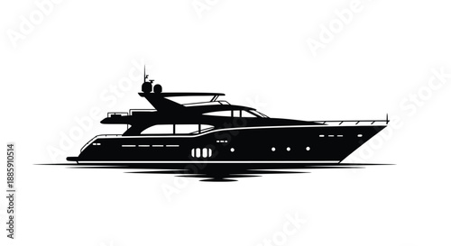 Sleek black yacht silhouette on water a picture of luxury and modern design