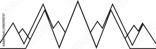 Abstract black and white illustration of a jagged mountain range design