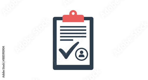A clipboard with a checklist checkmark and person icon displayed