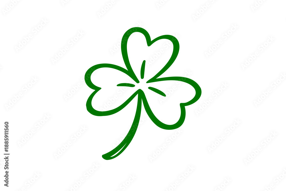 Fototapeta premium Three leaf clover or shamrock green vector icon isolated on transparent background